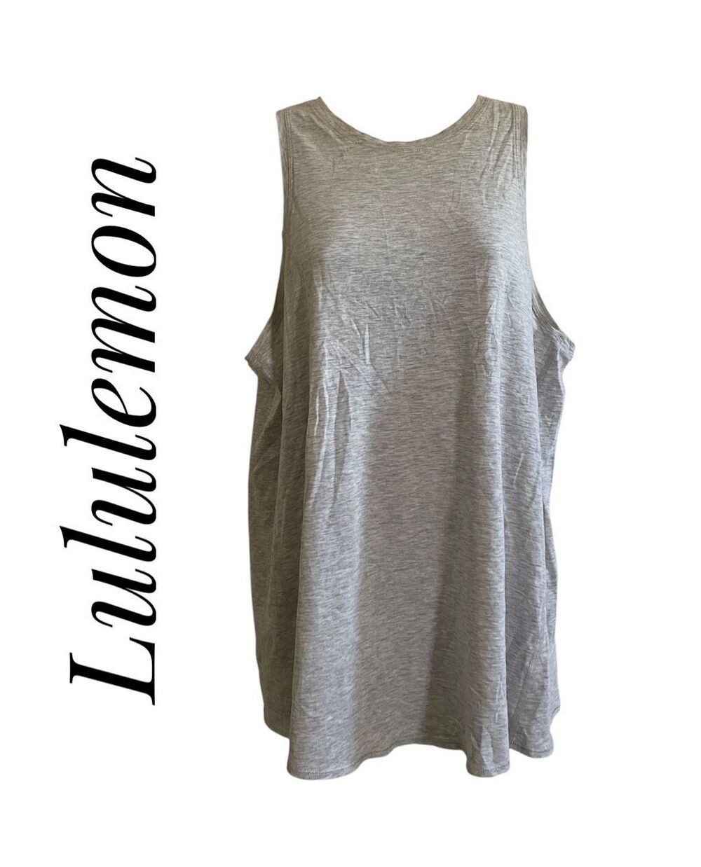 Lululemon Size 6/8 Athletic Tank Top Silver Grey Open Back